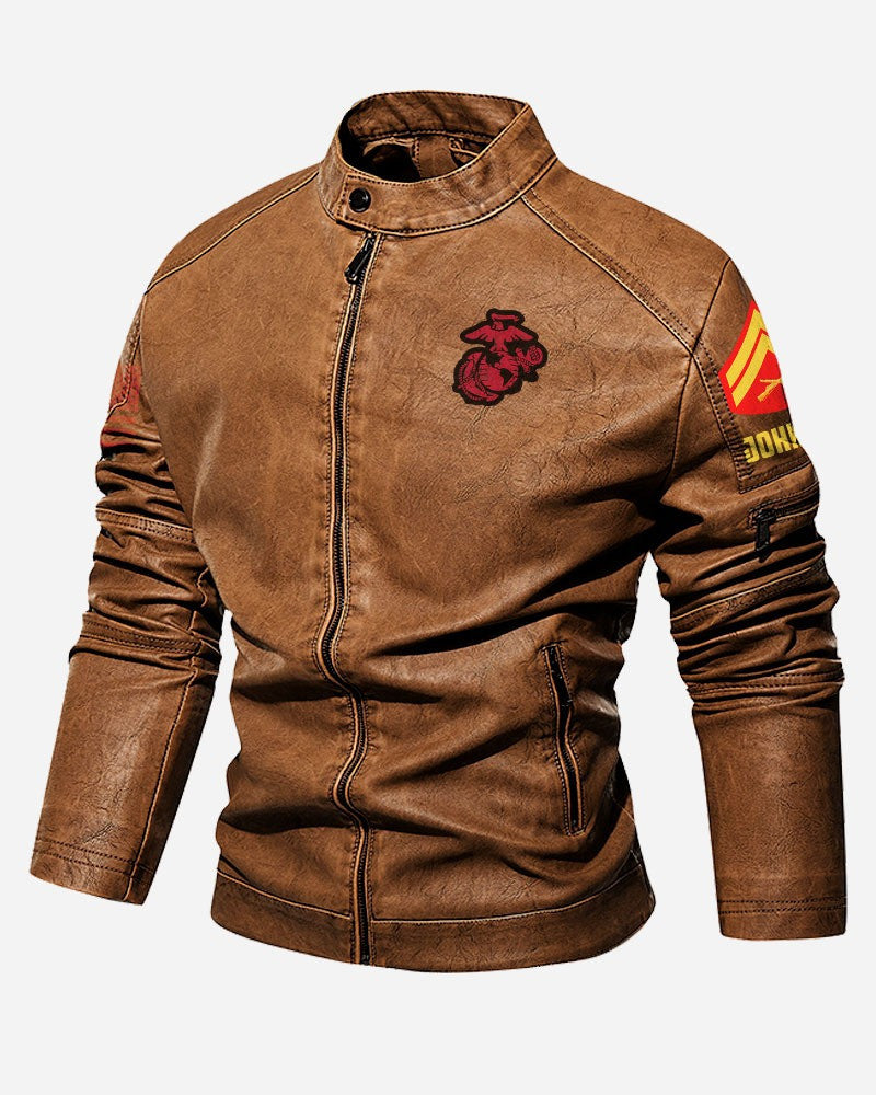 Premium Custom USMC Veteran Leather Jacket, Gifts For Marine Veteran, Gifts On Father's Day, Veterans Day.