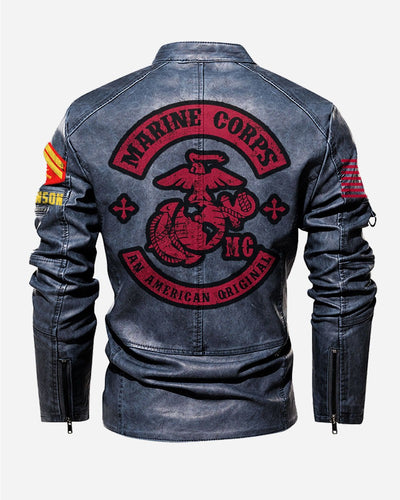 Premium Custom USMC Veteran Leather Jacket, Gifts For Marine Veteran, Gifts On Father's Day, Veterans Day.