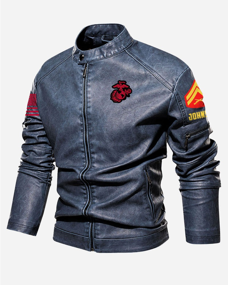 Premium Custom USMC Veteran Leather Jacket, Gifts For Marine Veteran, Gifts On Father's Day, Veterans Day.