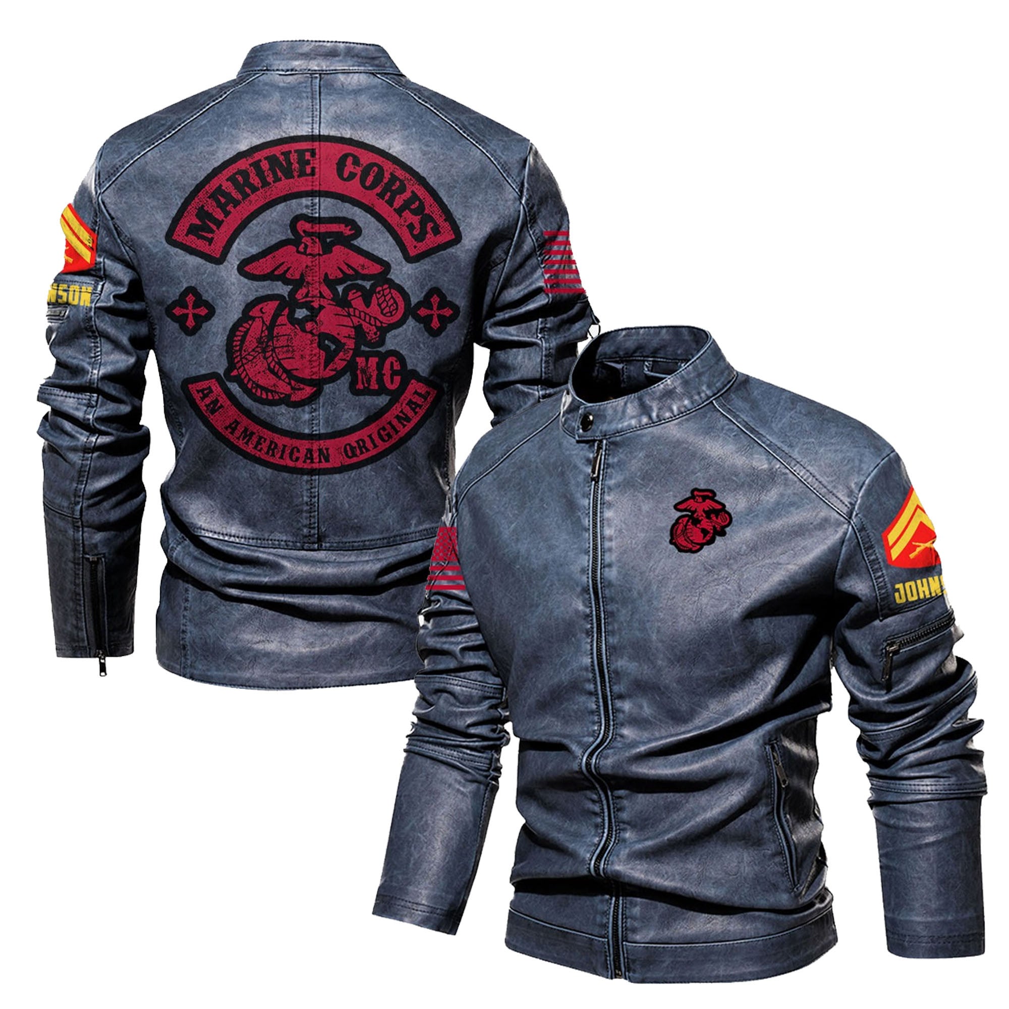 Premium Custom USMC Veteran Leather Jacket, Gifts For Marine Veteran, Gifts On Father's Day, Veterans Day.