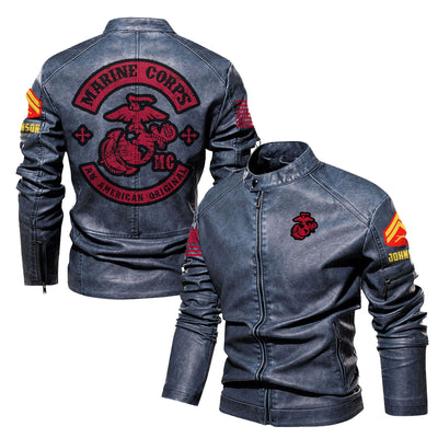 Premium Custom USMC Veteran Leather Jacket, Gifts For Marine Veteran, Gifts On Father's Day, Veterans Day.