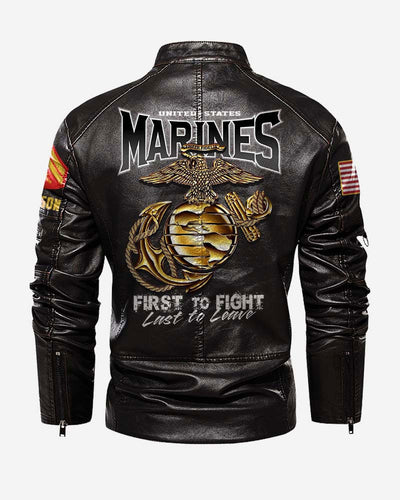 Premium Custom USMC Veteran Leather Jacket, Gifts For Marine Veteran, Gifts On Father's Day, Veterans Day.