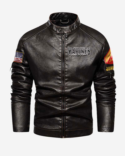 Premium Custom USMC Veteran Leather Jacket, Gifts For Marine Veteran, Gifts On Father's Day, Veterans Day.