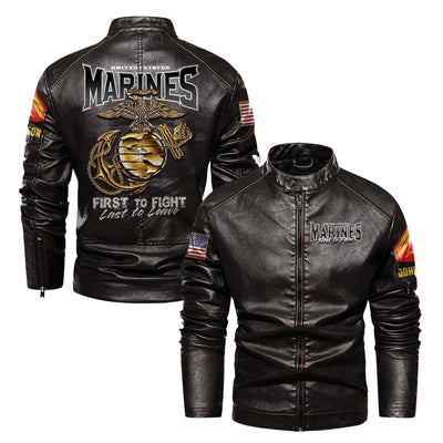 Premium Custom USMC Veteran Leather Jacket, Gifts For Marine Veteran, Gifts On Father's Day, Veterans Day.