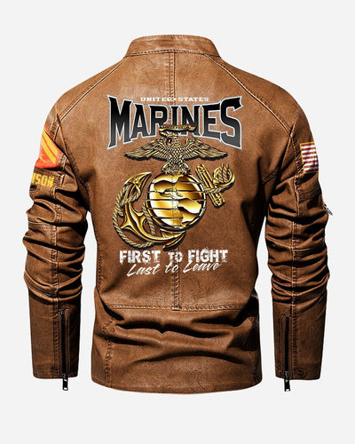Premium Custom USMC Veteran Leather Jacket, Gifts For Marine Veteran, Gifts On Father's Day, Veterans Day.