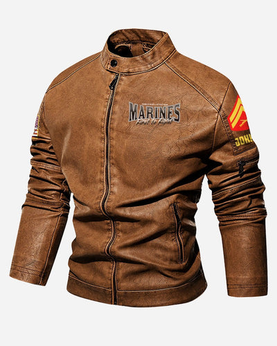 Premium Custom USMC Veteran Leather Jacket, Gifts For Marine Veteran, Gifts On Father's Day, Veterans Day.