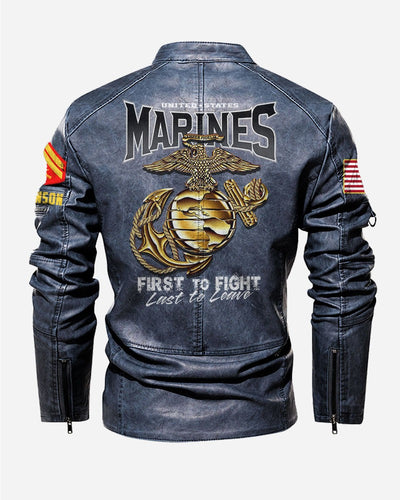 Premium Custom USMC Veteran Leather Jacket, Gifts For Marine Veteran, Gifts On Father's Day, Veterans Day.