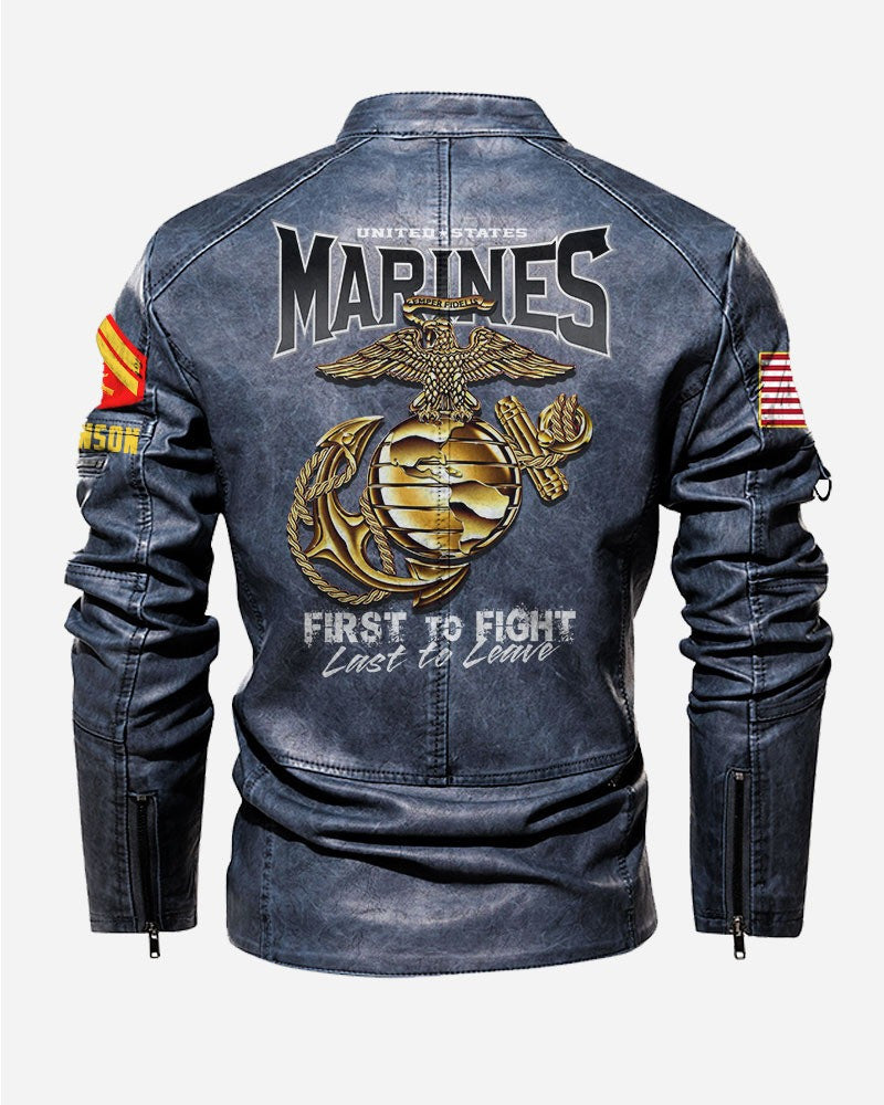 Premium Custom USMC Veteran Leather Jacket, Gifts For Marine Veteran, Gifts On Father's Day, Veterans Day.