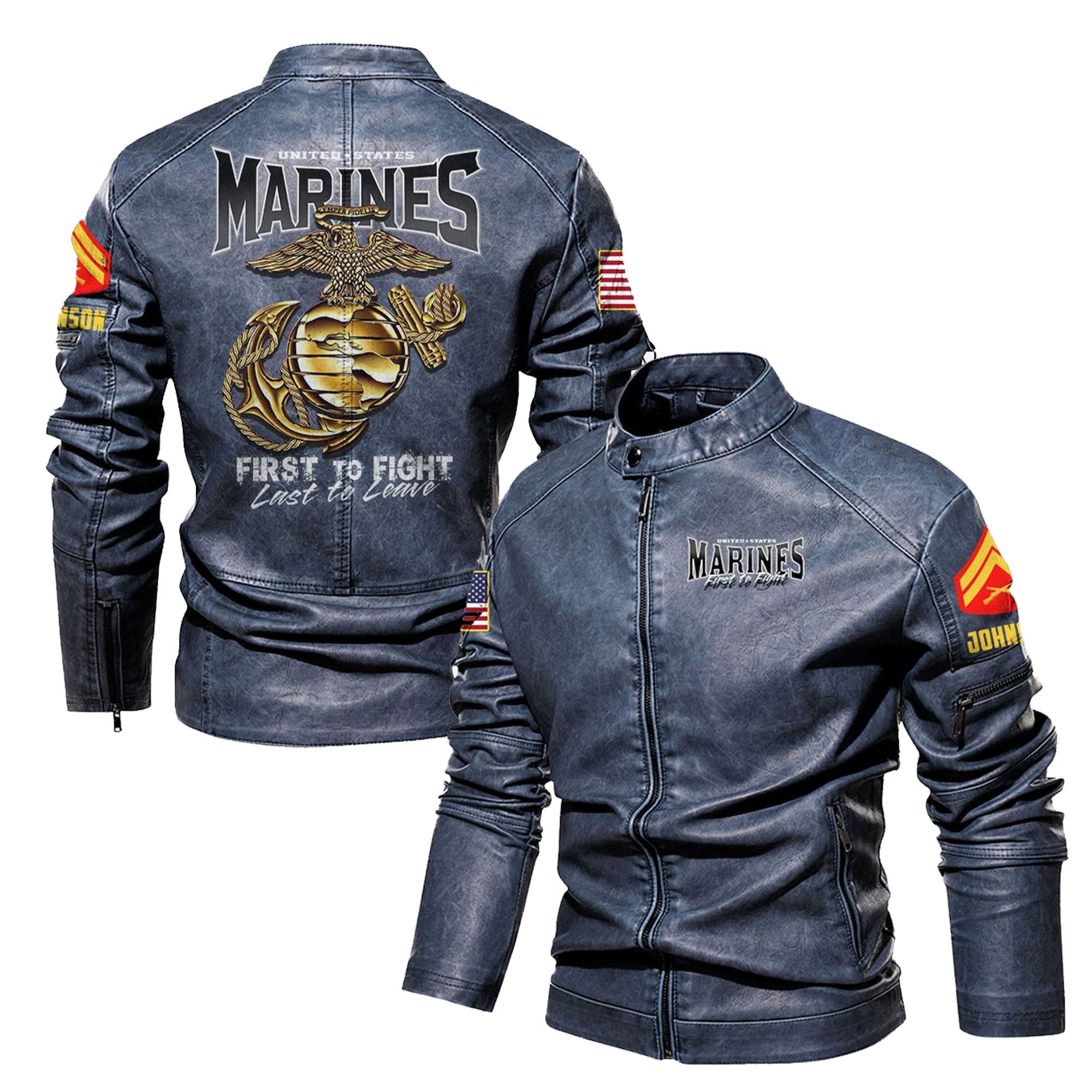 Premium Custom USMC Veteran Leather Jacket, Gifts For Marine Veteran, Gifts On Father's Day, Veterans Day.