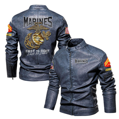 Premium Custom USMC Veteran Leather Jacket, Gifts For Marine Veteran, Gifts On Father's Day, Veterans Day.