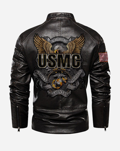 Premium Custom USMC Veteran Leather Jacket, Gifts For Marine Veteran, Gifts On Father's Day, Veterans Day.