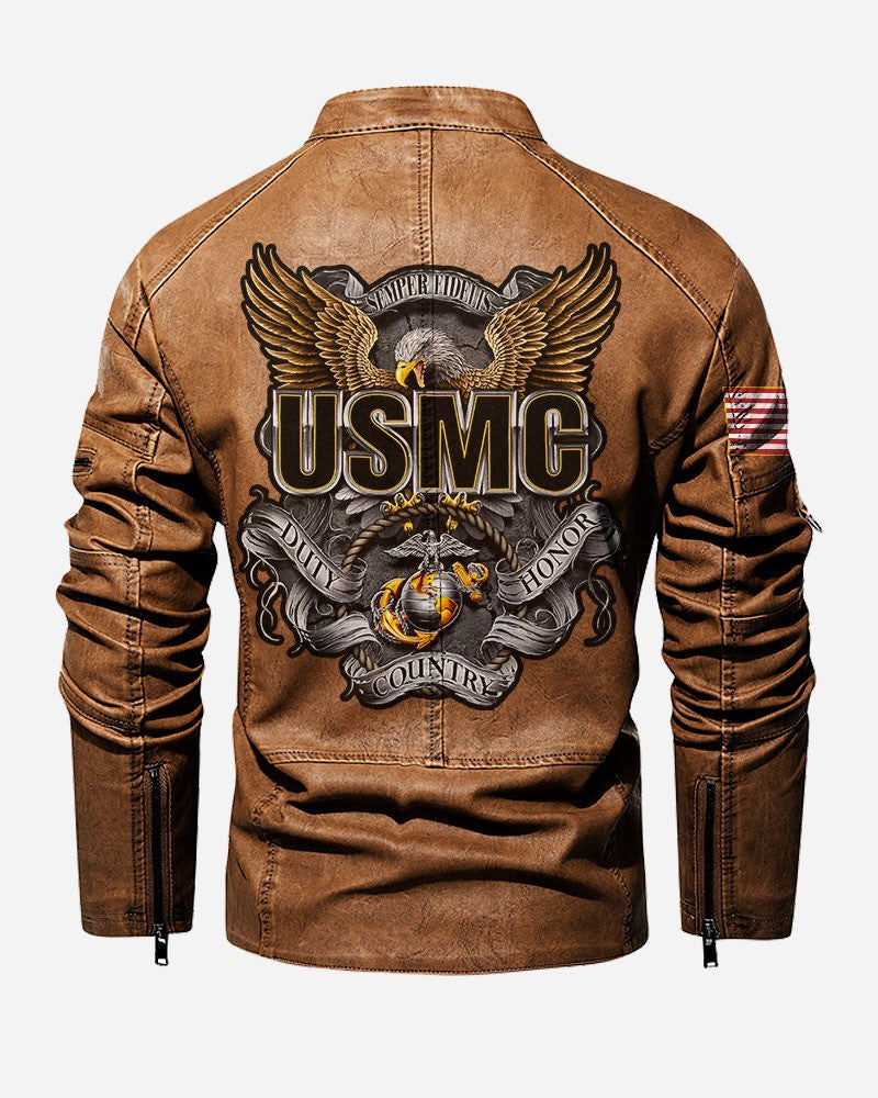 Premium Custom USMC Veteran Leather Jacket, Gifts For Marine Veteran, Gifts On Father's Day, Veterans Day.