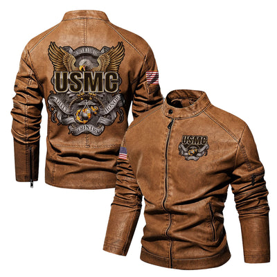 Premium Custom USMC Veteran Leather Jacket, Gifts For Marine Veteran, Gifts On Father's Day, Veterans Day.