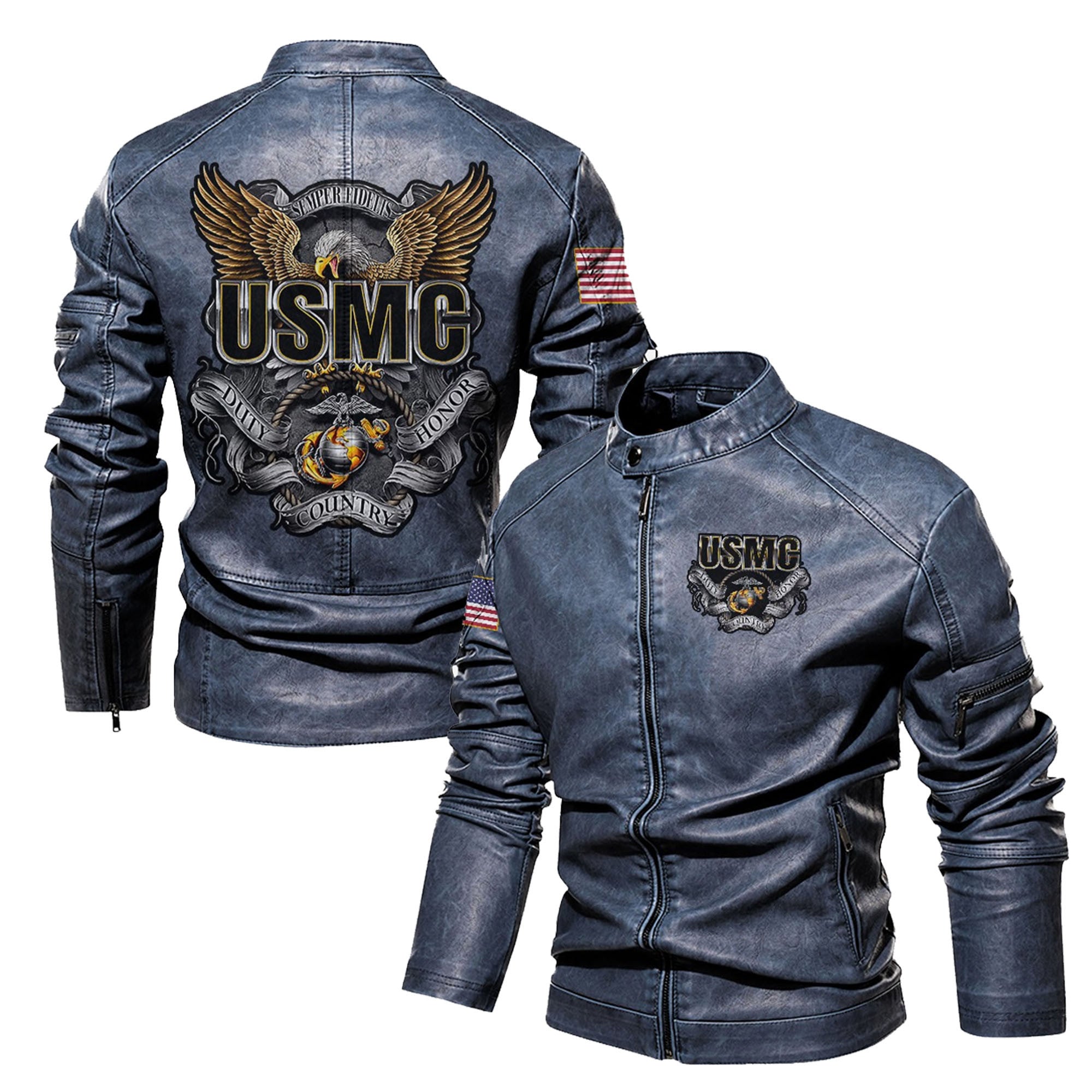 Premium Custom USMC Veteran Leather Jacket, Gifts For Marine Veteran, Gifts On Father's Day, Veterans Day.