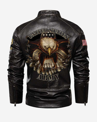 Premium Custom US Army Veteran Leather Jacket, Gifts For Army Veteran, Gifts On Father's Day, Veterans Day.