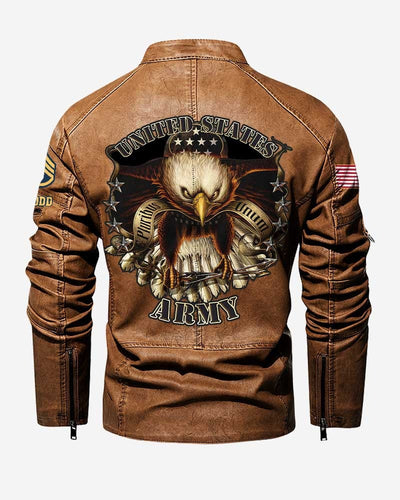 Premium Custom US Army Veteran Leather Jacket, Gifts For Army Veteran, Gifts On Father's Day, Veterans Day.