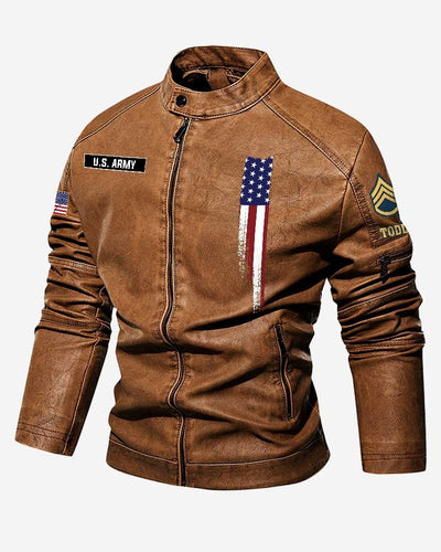 Premium Custom US Army Veteran Leather Jacket, Gifts For Army Veteran, Gifts On Father's Day, Veterans Day.
