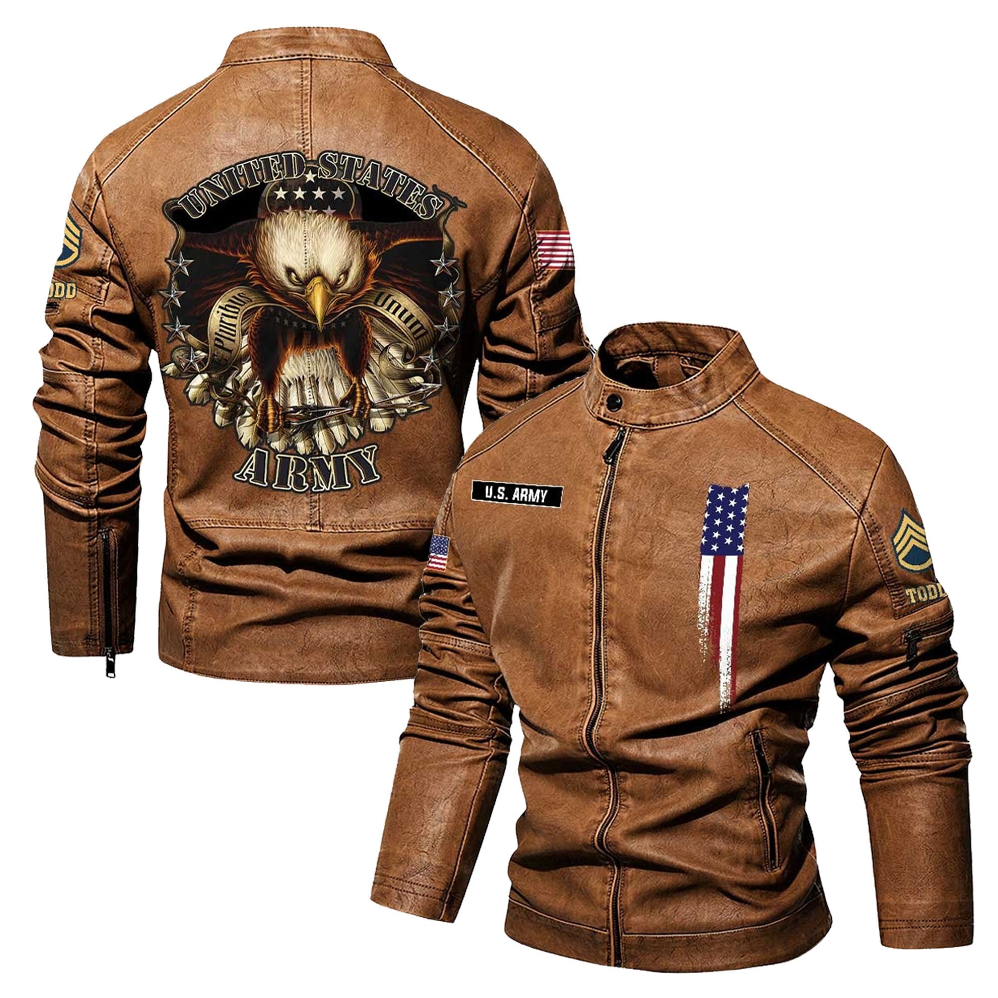 Premium Custom US Army Veteran Leather Jacket, Gifts For Army Veteran, Gifts On Father's Day, Veterans Day.