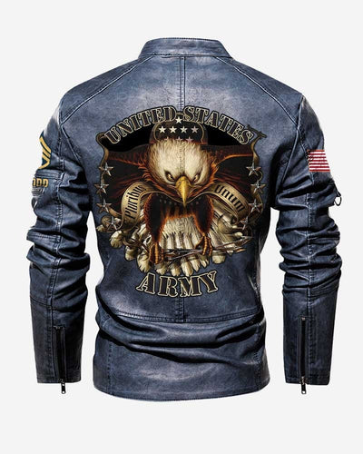 Premium Custom US Army Veteran Leather Jacket, Gifts For Army Veteran, Gifts On Father's Day, Veterans Day.