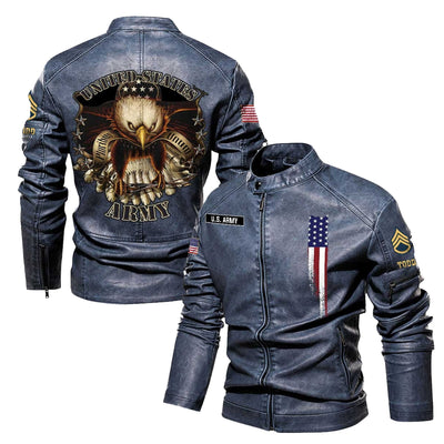 Premium Custom US Army Veteran Leather Jacket, Gifts For Army Veteran, Gifts On Father's Day, Veterans Day.