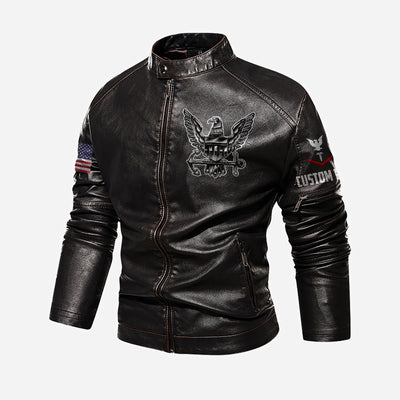 Premium Custom US Navy Veteran Leather Jacket, Gifts For Navy Veteran, Gifts On Father's Day, Veterans Day.