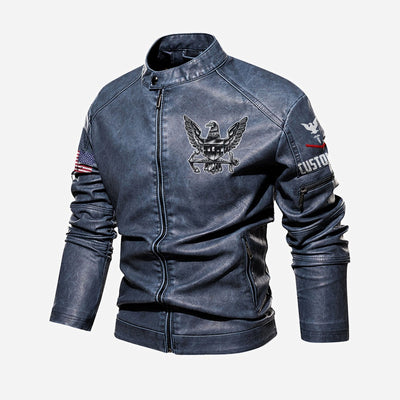 Premium Custom US Navy Veteran Leather Jacket, Gifts For Navy Veteran, Gifts On Father's Day, Veterans Day.