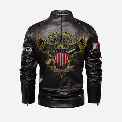 Premium Custom US Veteran Leather Jacket, Gifts For US Veteran, Gifts On Father's Day, Veterans Day.