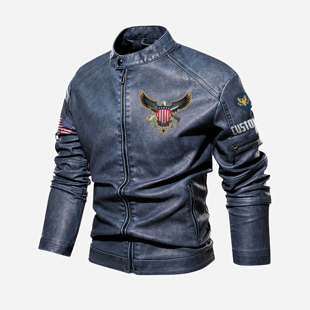 Premium Custom US Veteran Leather Jacket, Gifts For US Veteran, Gifts On Father's Day, Veterans Day.