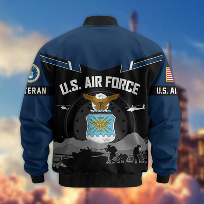 Premium US Veterans Bomber Jacket, Gifts For US Veterans, Gifts On Father's Day, Veterans Day.