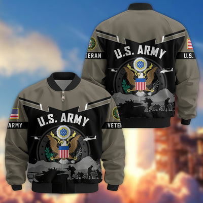 Premium US Veterans Bomber Jacket, Gifts For US Veterans, Gifts On Father's Day, Veterans Day.