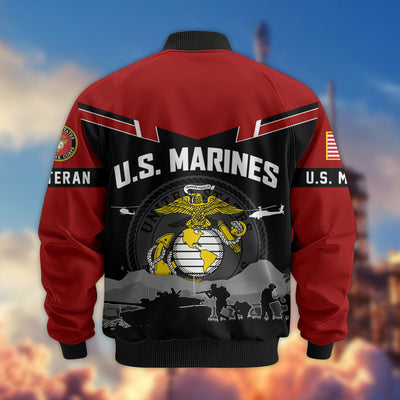 Premium US Veterans Bomber Jacket, Gifts For US Veterans, Gifts On Father's Day, Veterans Day.