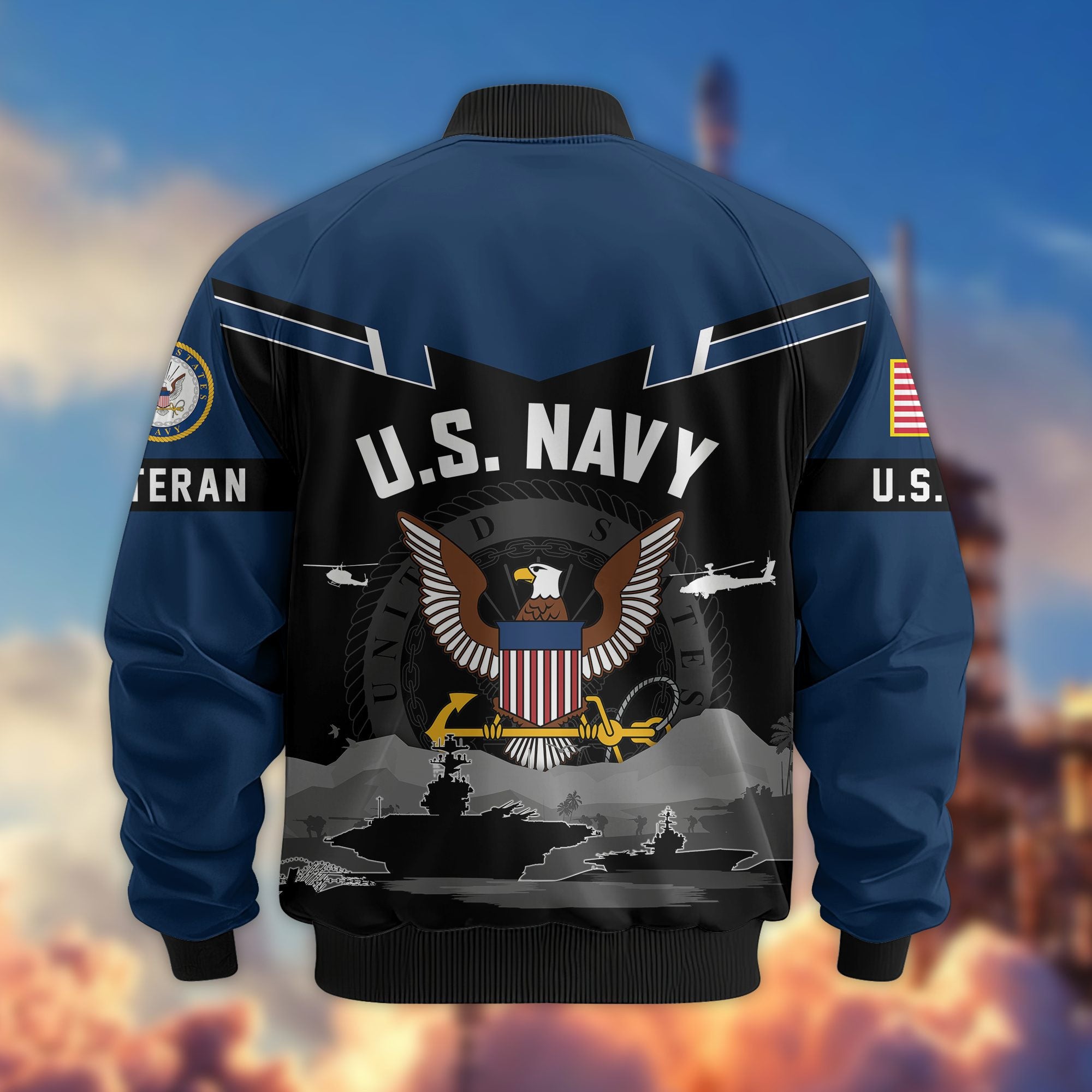 Premium US Veterans Bomber Jacket, Gifts For US Veterans, Gifts On Father's Day, Veterans Day.