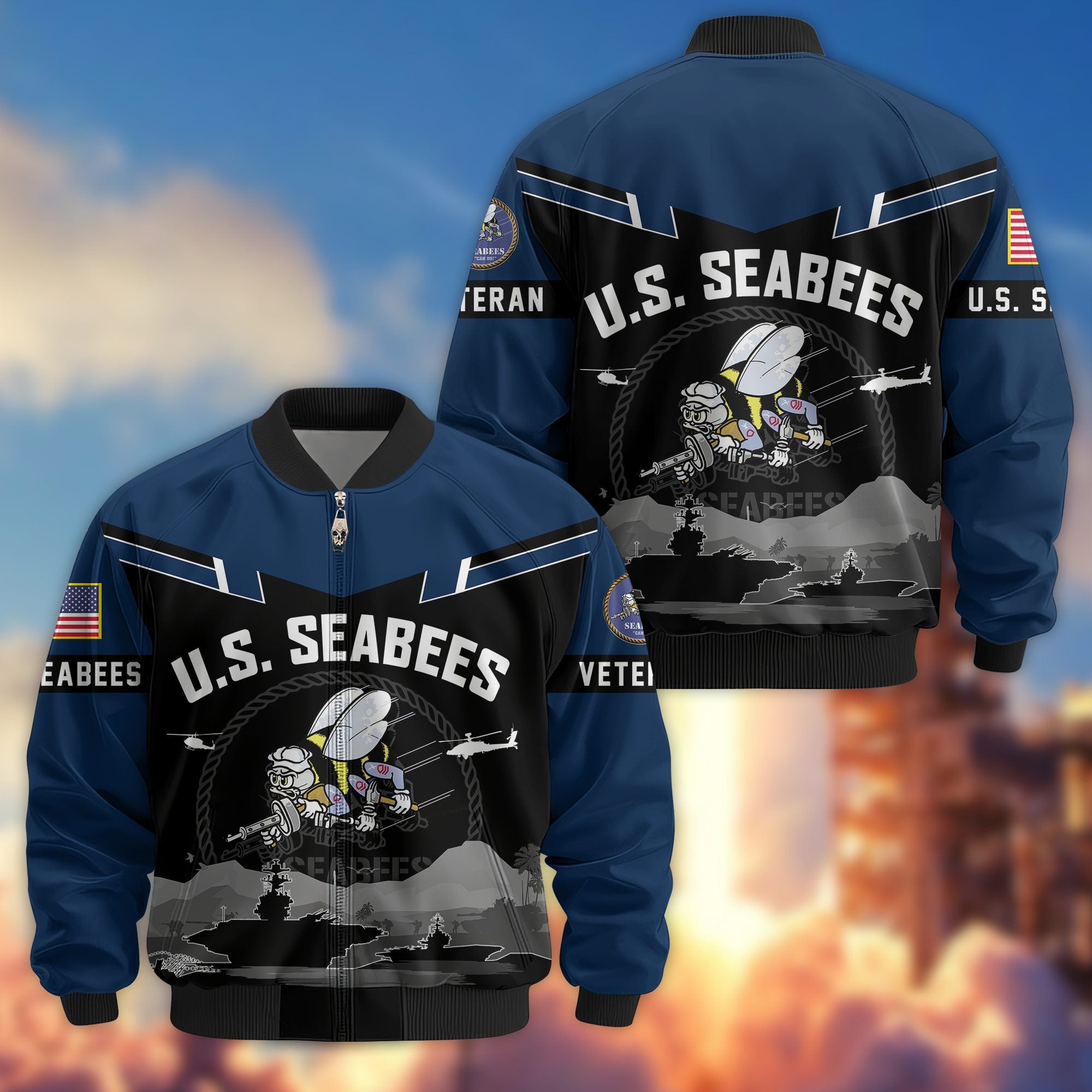 Premium US Veterans Bomber Jacket, Gifts For US Veterans, Gifts On Father's Day, Veterans Day.