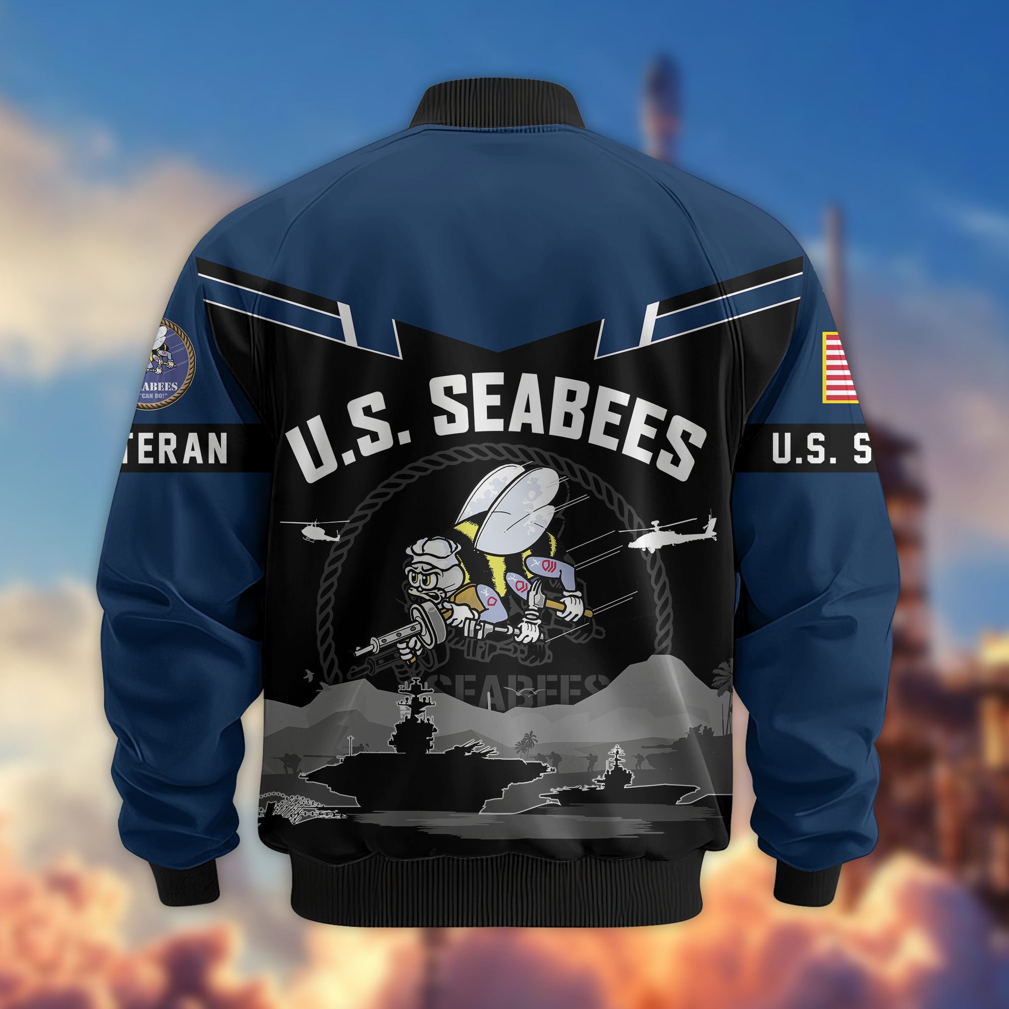 Premium US Veterans Bomber Jacket, Gifts For US Veterans, Gifts On Father's Day, Veterans Day.