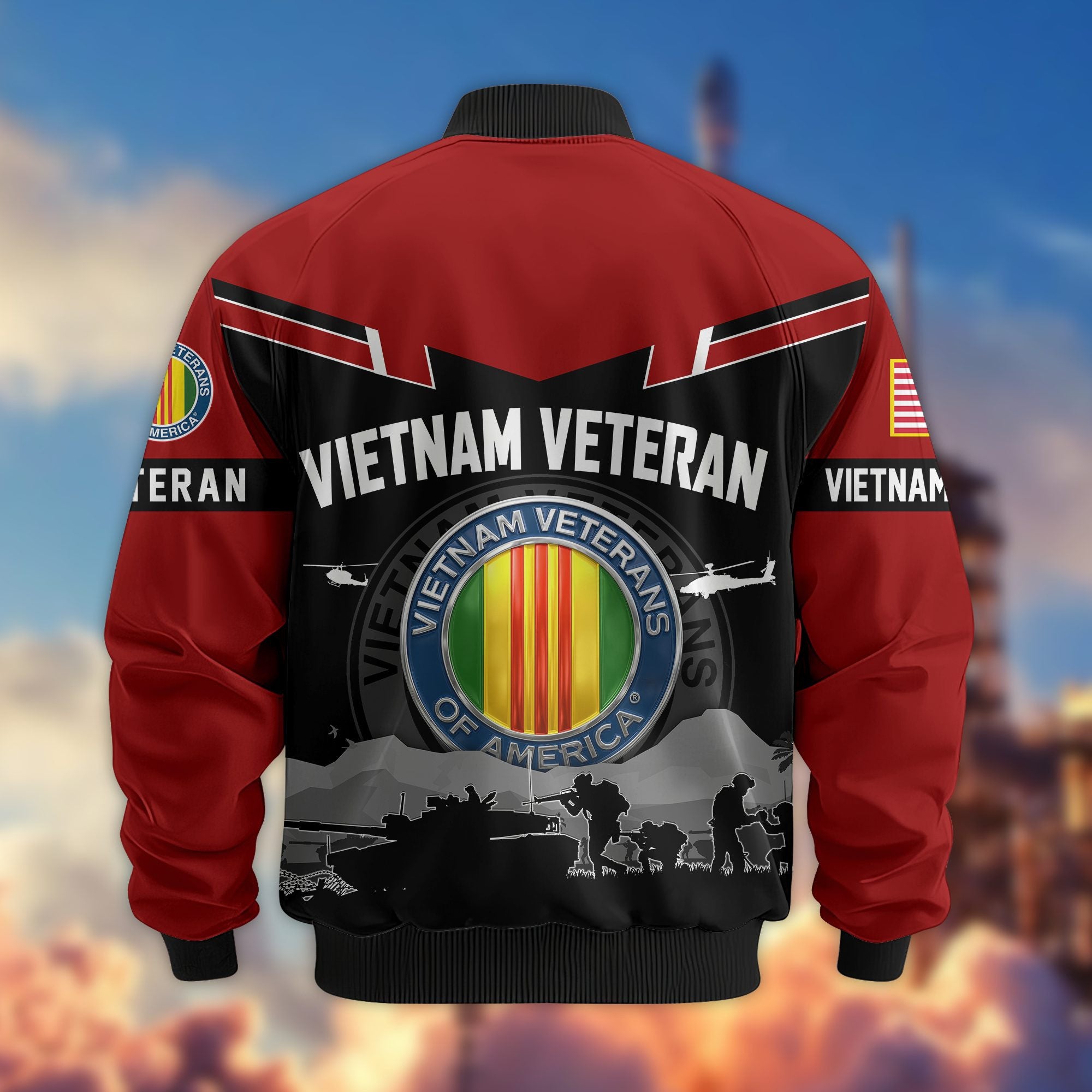 Premium US Veterans Bomber Jacket, Gifts For US Veterans, Gifts On Father's Day, Veterans Day.
