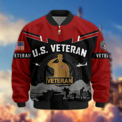 Premium US Veterans Bomber Jacket, Gifts For US Veterans, Gifts On Father's Day, Veterans Day.