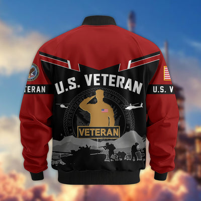 Premium US Veterans Bomber Jacket, Gifts For US Veterans, Gifts On Father's Day, Veterans Day.