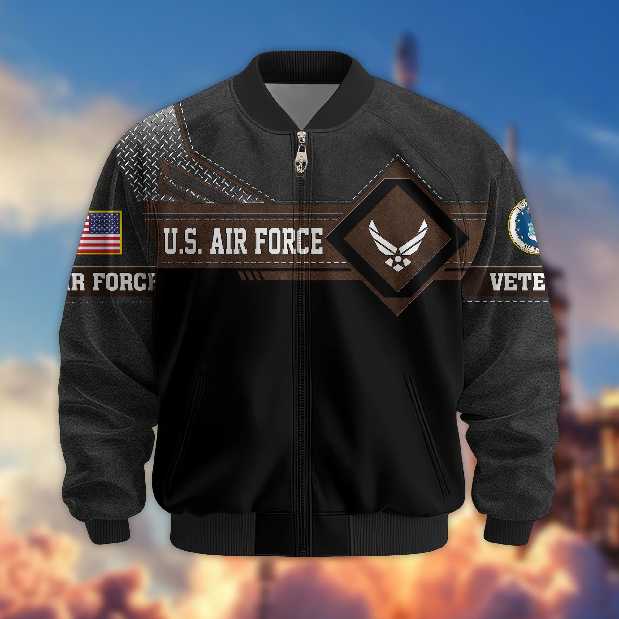 Premium US Veterans Bomber Jacket, Gifts For US Veterans, Gifts On Father's Day, Veterans Day.