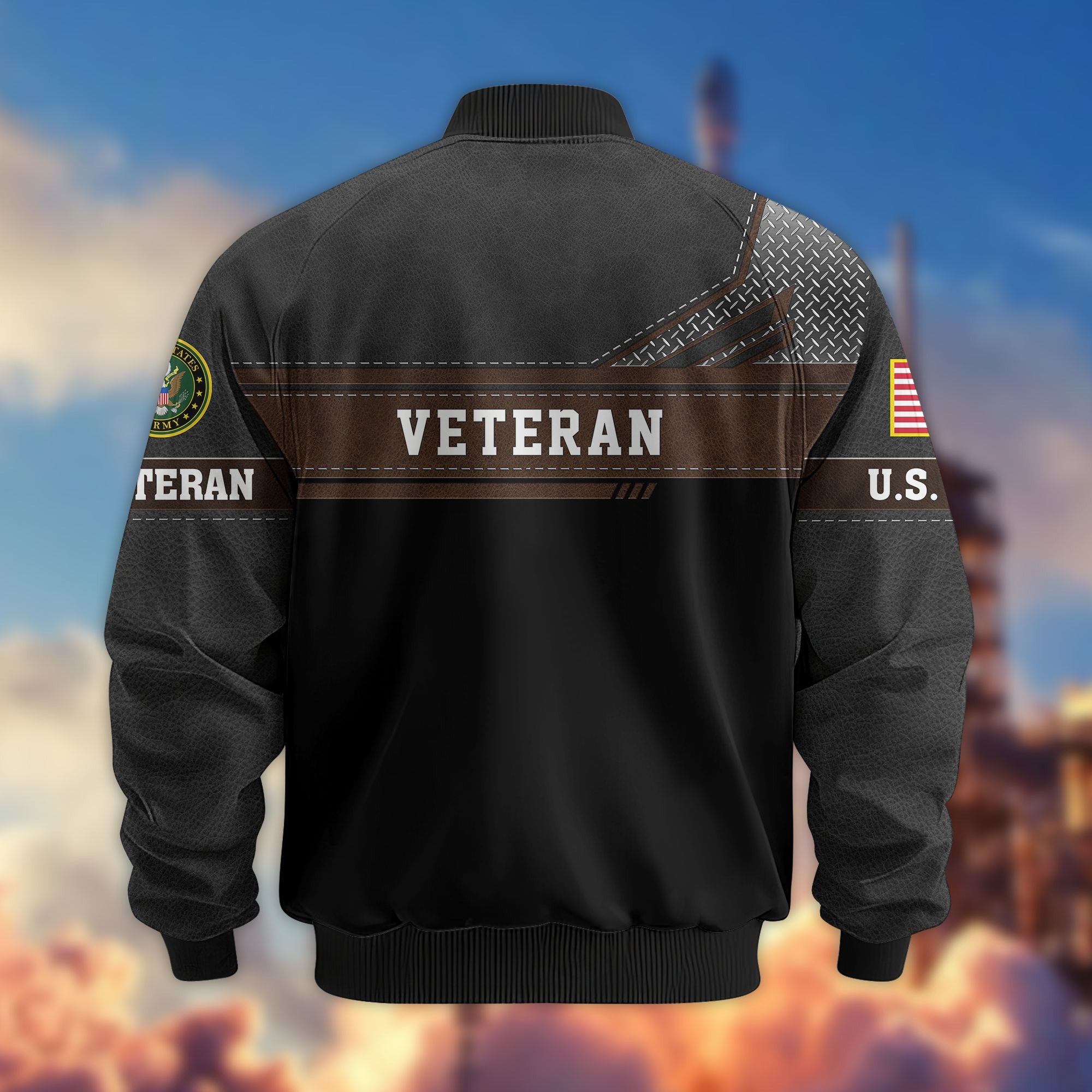 Premium US Veterans Bomber Jacket, Gifts For US Veterans, Gifts On Father's Day, Veterans Day.