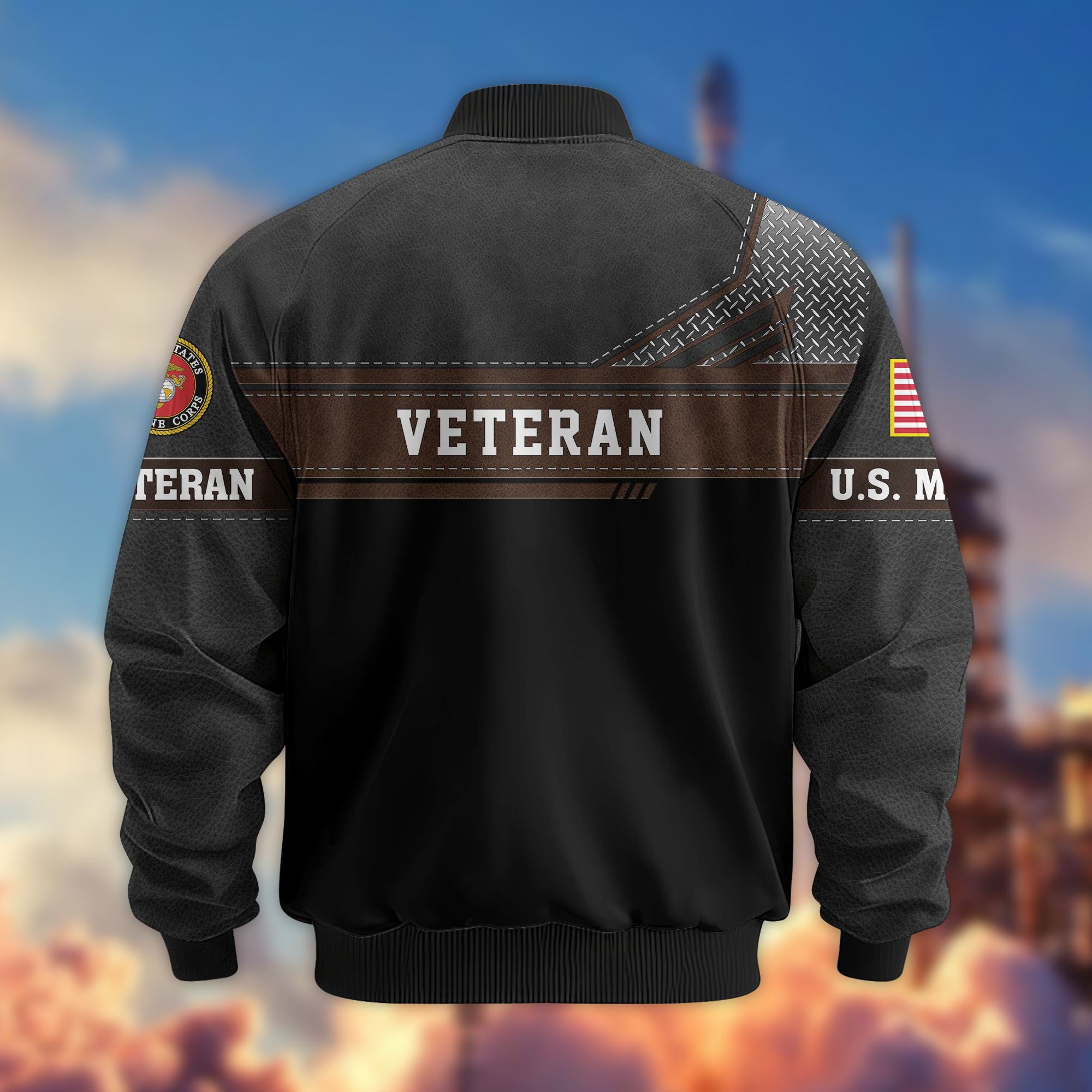 Premium US Veterans Bomber Jacket, Gifts For US Veterans, Gifts On Father's Day, Veterans Day.