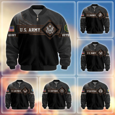 Premium US Veterans Bomber Jacket, Gifts For US Veterans, Gifts On Father's Day, Veterans Day.