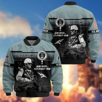 Premium US Veterans Bomber Jacket, Gifts For US Veterans, Gifts On Father's Day, Veterans Day.