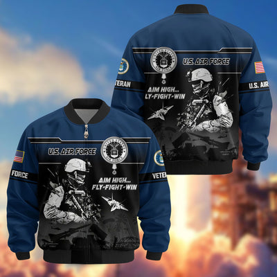Premium US Veterans Bomber Jacket, Gifts For US Veterans, Gifts On Father's Day, Veterans Day.