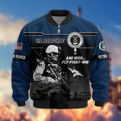 Premium US Veterans Bomber Jacket, Gifts For US Veterans, Gifts On Father's Day, Veterans Day.