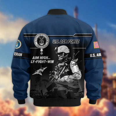Premium US Veterans Bomber Jacket, Gifts For US Veterans, Gifts On Father's Day, Veterans Day.