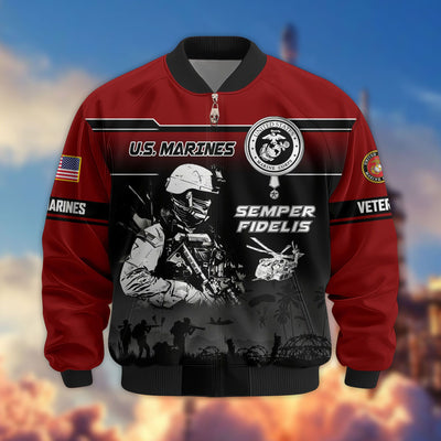 Premium US Veterans Bomber Jacket, Gifts For US Veterans, Gifts On Father's Day, Veterans Day.
