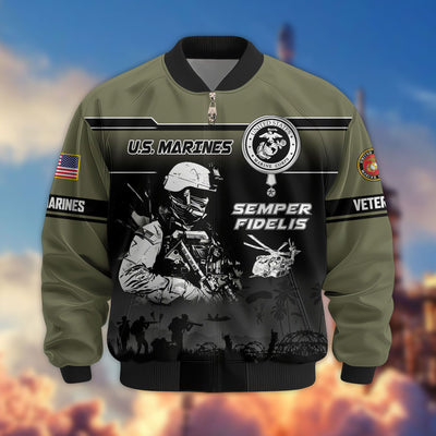 Premium US Veterans Bomber Jacket, Gifts For US Veterans, Gifts On Father's Day, Veterans Day.