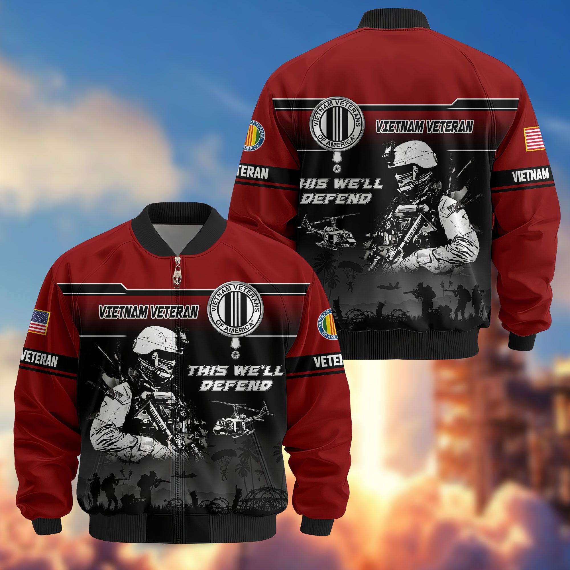 Premium US Veterans Bomber Jacket, Gifts For US Veterans, Gifts On Father's Day, Veterans Day.