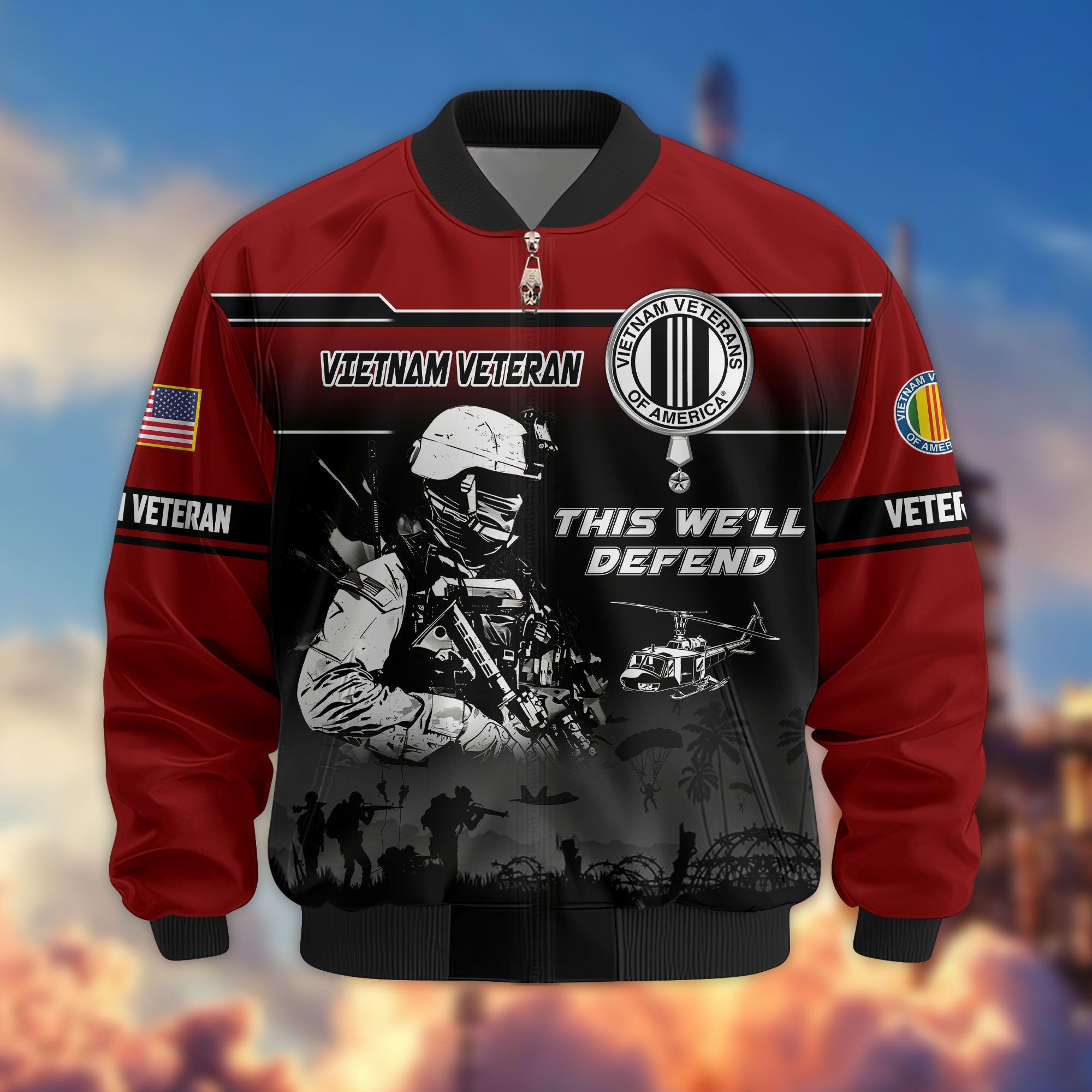 Premium US Veterans Bomber Jacket, Gifts For US Veterans, Gifts On Father's Day, Veterans Day.