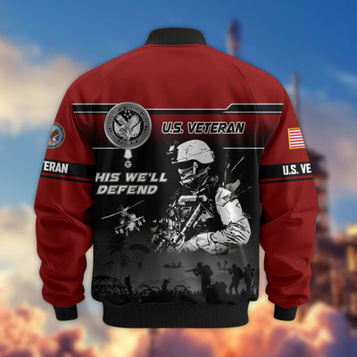 Premium US Veterans Bomber Jacket, Gifts For US Veterans, Gifts On Father's Day, Veterans Day.